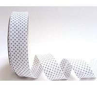 Byetsa White 30mm Grey Polka Dot Bias Binding on a 2m length (N.B. this is a cut from a roll) Ideal for bunting, craft projects, sewing