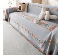 BYEVTFQ Reversible Chenille Couch Covers, Printed Sofa Cover, Tasseled Furniture Protectors For Dogs Cats, Boho Style Couch Cover