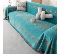 BYEVTFQ Reversible Chenille Couch Covers, Printed Sofa Cover, Tasseled Furniture Protectors For Dogs Cats, Boho Style Couch Cover