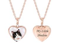 BYFDIY Personalized Pet Photo Pearl Pendant, Heart or Round, Engraved Gift