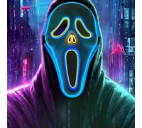 Byffoer Halloween Mask with LED, Ghost Face Masks, Halloween Horror Scream Mask, Glitter Scary Masks for Adults Children with LED Horror for Ghost House, Theme Parties and Role Play