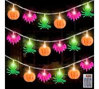 Byffoer Halloween String Lights, 3M 20LED Fairy Lights with Orange Pumpkins, Purple Bats, Spider and White Ghosts for Halloween Decoration