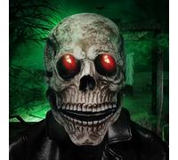 Byffoer Realistic Halloween Skull Mask with Movable Jaw and Luminous Eyes for Adults