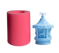 BYFRI 3d Carousel Shape Aroma Mold Creative Candle Mold Silicone Mold Decoration Handmade Candle Making Mold Home Decor Red