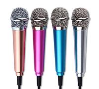 BYFRI Portable 3.5mm Stereo Studio Mic KTV Karaoke Mini Microphone for Cell Phone Laptop PC Desktop 5.5cm*1.8cm Small Size 1PC (Random Color)