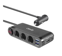 BYGD 120W Quick Charge 3.0 Cigarette Lighter Adapter, 12V/24V 3-Socket Power with PD 20W Type-C, 3 QC USB Ports, LED Voltage Display, Individual Switch & 10A Fuse Protection for Car, Truck, SUV