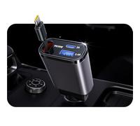 BYGD 3-in-1 Retractable Car Charger, 57W PD Fast Charging, Cigarette Lighter USB Adapter Built-in Retractable Type-C Cable + Dual USB Ports (3 2.4A),12/24V Socket for iPhone,Android,Samsung
