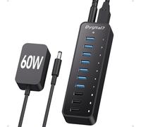 Bygital7 USB 3.0 Hub, 10Ports USB-Hub with 7 USB-3.0 & 3 BC1.2 Ports, Multi USB 60W Data Hub Compatible for iMac, MacBook, Laptops, All USB Devices, Mobile and HDD, USB 3.1 Splitter