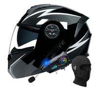 BYGMWEP Bluetooth Modular Motorbike Helmet, DOT/ECE Approved Flip Up Full Face Motorcycle Helmet, with Double Visor Built-in Speaker Headset Microphone, for Automatic Answering S~XL