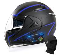 BYGMWEP Bluetooth Modular Motorbike Helmet, ECE Approved Flip Up Full Face Motorcycle Helmet, with Double Visor Built-in Speaker Headset Microphone, for Automatic Answering XS~XL