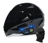 BYGMWEP Bluetooth Modular Motorbike Helmet, ECE Approved Flip Up Full Face Motorcycle Helmet, with Double Visor Built-in Speaker Headset Microphone, for Automatic Answering XS~XL