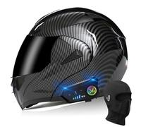 BYGMWEP Bluetooth Modular Motorbike Helmet, ECE Approved Flip Up Full Face Motorcycle Helmet, with Double Visor Built-in Speaker Headset Microphone, for Automatic Answering XS~XL