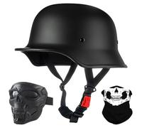 BYGMWEP Vintage German Style Motorcycle Half Helmet, ECE Approved Adult Men Women Retro Open Face Helmet, with Adjustable Quick Release Buckle, for Bicycle Cruiser Scooter, M~XXL