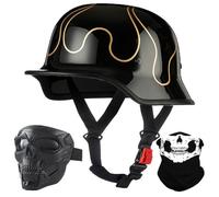BYGMWEP Vintage German Style Motorcycle Half Helmet, ECE Approved Adult Men Women Retro Open Face Helmet, with Adjustable Quick Release Buckle, for Bicycle Cruiser Scooter, M~XXL