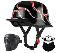 BYGMWEP Vintage German Style Motorcycle Half Helmet, ECE Approved Adult Men Women Retro Open Face Helmet, with Adjustable Quick Release Buckle, for Bicycle Cruiser Scooter, M~XXL