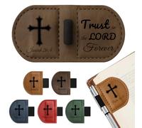 Bygone Mark Magnetic Personalized Leather Bookmark with Pen Holder - Engraved Scripture Detail, Inspirational Reading Accessory and Gift for Christian Book Lovers Men and Women (Coffee-Isaiah 26:4)