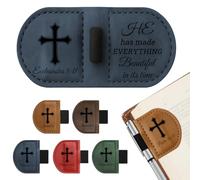 Bygone Mark Magnetic Personalized Leather Bookmark with Pen Holder - Engraved Scripture Detail, Inspirational Reading Accessory and Gift for Christian Book Lovers (Blue-Ecclesiastes 3:11)