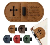 Bygone Mark Magnetic Personalized Leather Bookmark with Pen Holder - Engraved Scripture Detail, Inspirational Reading Accessory and Gift for Christian Book Lovers Men and Women (Brown-Psalm 119：105)