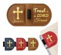 Bygone Mark Personalized Magnetic Leather Bookmark with Pen Holder -Bible Verse Scripture Design,for Christian,Book Lovers,Women & Men(Brown，Isaiah 26:4)