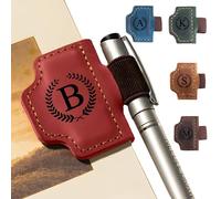 Bygone Mark Personalized Magnetic Leather Pen Holder Bookmark, Custom Bookmarks with Initial for Reading Women, Men, Teachers, Book Lovers Gifts (Red,B)