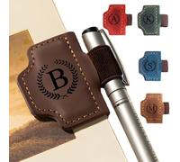 Bygone Mark Personalized Magnetic Leather Pen Holder Bookmark, Custom Bookmarks with Initial for Reading Women, Men, Teachers, Book Lovers Gifts (Coffee,B)