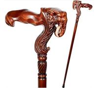 BYGSBKDP Wood Walking Cane - for Men And Women, Walking Stick Elephant for Men - 35.4 inches Ergonomic Walking Stylish Animal Shapes Carved Wood Cane Old Elderly People Comfortable Accessory Gift (B)