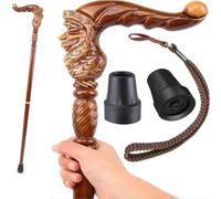 BYGSBKDP Wood Walking Cane - for Men And Women, Walking Stick Santa Claus - 35.4 inches Ergonomic Walking Stylish Animal Shapes Carved Wood Cane Old Elderly People Comfortable Accessory Gift (E)