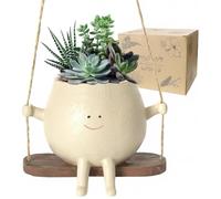 Bygytyo Swing Hanging Planter Pot, Face Planters Pots Head, Swing Face Hanging Planters Pot for Indoor Outdoor Plants, Succulent Pots, Resin Flower Pots for Ideal Gifts