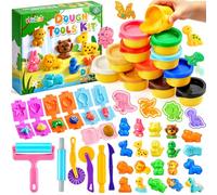 BYHANO 39 PCS Playdough Set, Playdough Accessories for Kids, Play Dough Tools Set with 12 Colors Dough, Play Dough Sets with Dinosaurs & 3D Animal Molds, Gift for Boys Girls Age 3+