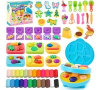 BYHANO 60 PCS Color Playdough Set, Playdough Accessories with Tools and Cutters, Play Dough Tools with Hamburger Maker, Playdough Kitchen Creation for Kids Age 3+