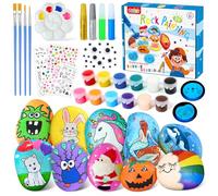 BYHANO Rock Painting Kit, Arts and Crafts for Kids, Glow in The Dark Rock Kit, Stones for Paintingt with 12PCS Paint Rocks, Creative Toys&Christmas Birthday Party Gift for Kid Ages 3+