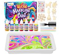 BYHANO Water Marbling Paint Kit for Kids Age 4-12 Arts and Crafts Set with 7 Colors, Creative DIY Painting Activity, STEM Learning Toy, Ideal Birthday Gift for 4 5 6 7 8 9 10 11 12 Boys and Girls