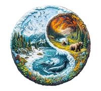 BYHEARTOHOME Wooden Puzzles for Adults - 200 Pieces Yinyang Glacial Forest Puzzle - Unique Shapes Wooden Jigsaw Puzzles for Adults - Eco-Friendly Home Office Decor (M-11.4 * 11.4in)