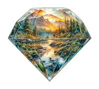 BYHEARTOHOME Wooden Puzzles for Adults - 300 Pieces Diamond Landscape Puzzle - Unique Shapes Wooden Jigsaw Puzzles for Adults - Eco-Friendly Home Office Decor (L-13.4 * 13.4in)
