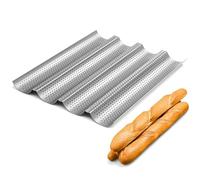 BYHLYH Baguette Baking Tray,Bread Baking Tray,Bread Molds Pans for 4 Wave Slots Loaves French Bread Pan(15 x 13 inch)