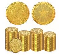 Byhoo 100 PCS Metal Gold Coins,DND Pirate Coins, Stress Relief Tool,with Velvet Drawstring Pouch for Board Games, Role - playing, Treasure Hunts,Pirate Adventure Themed Play Favor