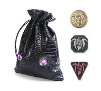 Byhoo 120PCS Metal DND Coins, Silver and Copper & Dragon Luminous Eyes Leather Bag, Fake Coins for DND, Fantasy Coins for Games Tokens, RPG Games Accessories for Board Games Dungeons and Dragons