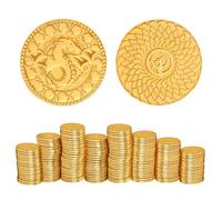 Byhoo 50 PCS DND Fantasy Metal Gold Coins & Leather Pouch for Dungeons & Dragons Novelty Tabletop RPG Board Games Tokens Treasure Coins for Party Tablelap Games Accessories Addons Medieval Game