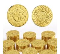 Byhoo 50 PCS DND Fantasy Metal Gold Coins & PU Leather Pouch for Dungeons & Dragons Novelty Tabletop RPG Board Games Tokens Treasure Coins for Party Tablelap Games Accessories Addons Medieval Game