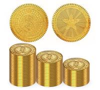 Byhoo 50 PCS Metal Gold Coins,DND Pirate Coins, Stress Relief Tool,with Velvet Drawstring Pouch for Board Games, Role - playing, Treasure Hunts,Pirate Adventure Themed Play Favor