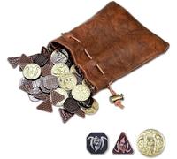 Byhoo 60PCS DND Coins with Leather Pouch, Gold, Silver and Copper in Metal Coins, Fantasy Coin for Board Games, Fake for Games Tokens, Role-Playing Coin of Dungeons and Dragons