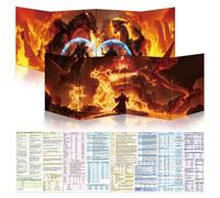 Byhoo DM Screen 2 PCS - Dungeon Master Screen for D&D - Inferno Summoner&Clash of the Storm Dragons, Waterproof Reusable Surface with Adjustable Stands, Tri-Fold Portable A4 Size Compatible with 5E