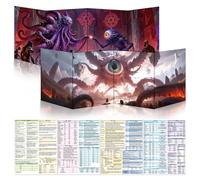 Byhoo DM Screen 2 PCS with Immersive Themes - Premium DM Screen 5e for D&D - Eye Demon & Eye Tyrant, Waterproof Reusable Surface, Tri-Fold Portable A4 Size Compatible with 5E Rules