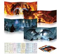 Byhoo DM Screen 4 PCS for D&D 5E - Epic Themes Dungeon Master Screen, Waterproof Reusable Surface with Adjustable Stands, Tri-Fold Portable A4 Size Compatible with 5E Core Rules