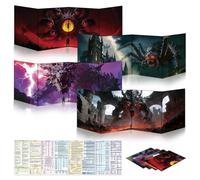 Byhoo DM Screen 4 PCS for D&D 5E - Immersive DND DM Screen Accessories - Monstrous Horror, Dry Erase Surface with Stands, Portable Tri-Fold A4 Size for Player's Handbook
