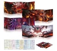 Byhoo DM Screen 4 PCS with Immersive Monstrous Lords Themes - Premium DM Screen 5e for D&D, Waterproof Reusable Surface, Tri-Fold Portable A4 Size Compatible with 5E Rules