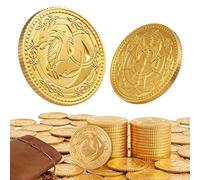 Byhoo Gold Coins 100 PCS Coins, Dragon Yue Metal Coins for DND with PU Leather Pouch, Large Treasure Set for Dungeons and Dragons, Heavyweight Metal Double-Sided Dragon & Axe Relief RPG Accessories