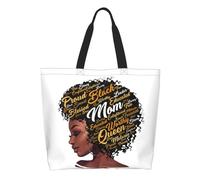 BYHSEPQ African Women American Black Girl Grocery Shopping Tote Bags Women Custom Canvas Shopper Shoulder Bag Big Capacity Handbags
