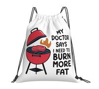 BYHSEPQ BBQ My Doctors Says I Need To Burn More Fat Backpacks Fashion Portable Drawstring Bags Sports Bag Book Bags For Travel Students