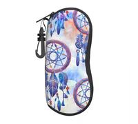 BYHSEPQ Blue Dream Catcher Vertical Glasses Case Modern Boho Print Pocket Personalized Sunglasses Pouch Soft Male Female Eyewear Bag